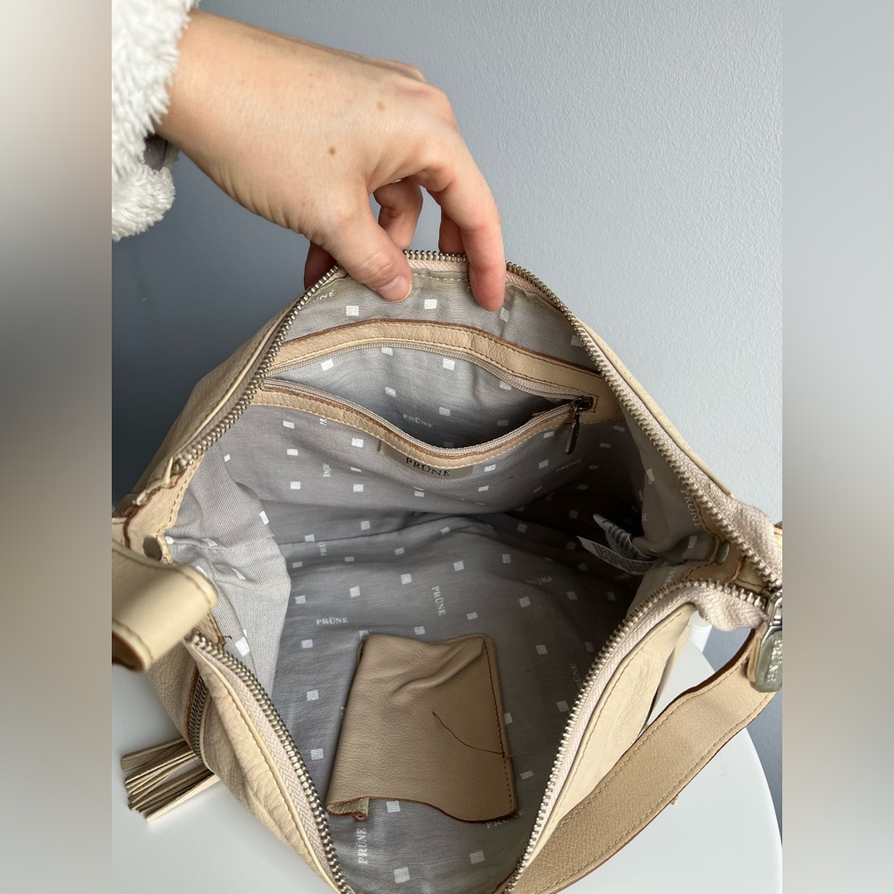 Prune Cream Leather Shoulder / Crossbody Bag - Picture 8 of 15